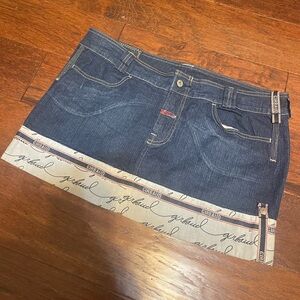 Vintage Girbaud Denim Mini Skirt Y2K Logo Size 32